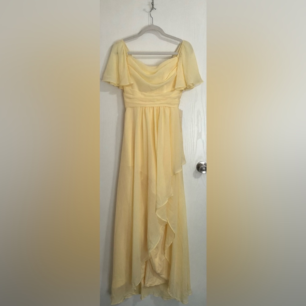 Elegant Yellow Chiffon Maxi Dress